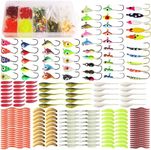 190 PCS Fishing Lures Tackle Bait Kit, Fishing Lures Tackle Box, Ice Fishing Gear Equipment Includes Soft Baits, Fishing Jigs, Night Rendering Fishing Hooks