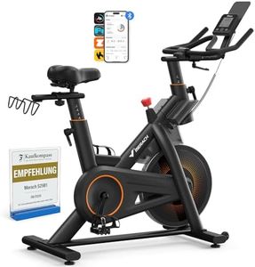 MERACH Heimtrainer Fahrrad mit Magnetischem Widerstand, Leises Hometrainer Fahrrad mit 10 kg Schwungrad, Verbesserter Stoßdämpfender Luftkissensattel, Indoor Cycling Bike mit Eigener App, Bis 158KG