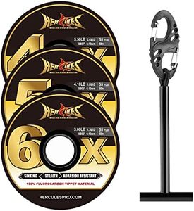HERCULES Fly Fishing Tippet 3 Pack with Fly Tippet Holder, 4X5X6X - 55YDS, Fluorocarbon