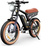 R6 Retro Electric Bike for Adults 1500W Motor, 28MPH, Max 75 Miles Electric Motorcycle, 20" Fat Tire Electric Dirt Bike, Shamano 7-Speed E-Bike Full Suspension, R/L Turn Headlight, UL2849 Certified