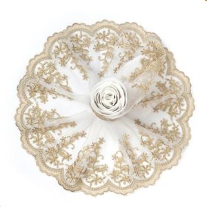 4Yards Wide Lace Ribbon Floral Embroidered Gold Lace Edge Trim Wedding Dress Embellishment and Home Decor (Gold #WS-18)