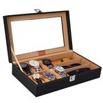 LEDO Watch Case Box and Sunglass Box Holder in Black Color with 6 Slots for Watches and 3 Slots for Sunglasses