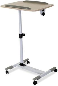 Mount-It! Rolling Mobile Standing Desk - Small Rolling Desk for Laptop, Over Bed Hospital Medical Tray, Projector Stand, Mobile Music Stand, Height Adjustable Tilting Wood with Lockable Wheels