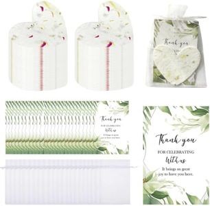 Handmade Petal Heart Paper Wedding Thank You Favors 50 Pack