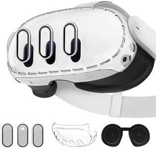 Juylay 3-in-1 Lens Protector for Meta Quest 3, Plastic Hard Protective Shell Cover, High Definition Camera Lens Protector, Build-in Silicone Lens Cover Set for VR Headset Oculus Quest 3 Accessories
