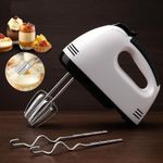 SHRIKITU Electric Hand Mixer 260W Powerful Kitchen Beater with 7 Speed Control – Portable Egg Beater with 4 Stainless Steel Attachments (2 Dough Hooks & 2 Beaters) for Baking