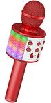 Ankuka Karaoke Wireless Microphone, 4 in 1 Handheld Bluetooth Microphones Speaker Karaoke Machine with Dancing LED Lights, Home KTV Player Compatible with Android & iOS Devices, Red