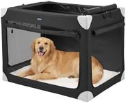 Veehoo Collapsible Large Dog Crate, Portable Travel Soft Dog Crates for Medium Dogs up to 70 lbs, 36 Inch Foldable Pet Kennel with 4-Door Mesh Windows for Indoor Outdoor, Black
