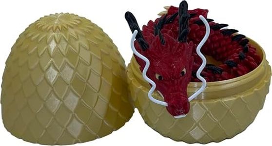 17.5 Inch Articulating Dragon Toy with Surprise Golden Egg (Fireengineredwhiteblack)