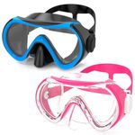 LITTLEJSY Kids Swimming Goggles, Kids Swim Mask with Nose Cover for Kids Youth 3-14, Anti-Shattered Lens No-Leak (Blue Black+T Pink)