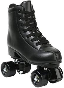 YYW Roller Skates for Women Men, High Top PU Leather Classic Double-Row Roller Skates, Indoor Outdoor Roller Skates for Beginner a Shoes Bag (Black Black Wheel, 41)