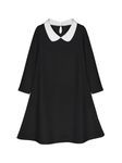 HELLCAT Midi/Knee Length Peter Pan Collar Dresses for Girls_Black_3-4 Years