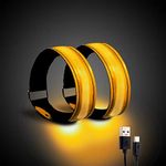 OMKHE Rechargeable LED Armband for Running(2 Pack), Light Up LED Armband, High Visibility Reflective Running Gear for Night Safety, Running Lights for Running Walking Cycling