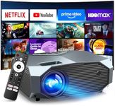 [Compatible with Netflix/High Brightness] Smart Projector with WiFi 6 and Bluetooth 5.3, 4K Outdoor Movie Projector with Prime Video/YouTube, Portable Proyector Compatible with HDMI/USB/iOS/Android