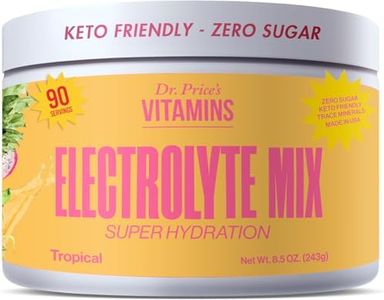 Dr. Price's Vitamins Electrolyte Mix Supplement Powder, 90 Servings, 72 Trace Minerals, Potassium, Sodium, Electrolyte Replacement Keto Drink | Tropical Flavor, No Sugar, Vegan, Non-GMO