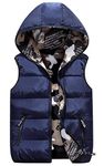 Happy Cherry Kids Boys Sleeveless Quilted Jacket Soft Eiderdown Cotton Padded Puffy Winter Camouflage Vest 7-8T Deep Blue