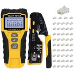Klein Tools 80072 RJ45 Cable Tester Kit with LAN Scout Jr. 2, Coax Crimper/Stripper/Cutter Tool and Pass-Thru Modular Data Plug