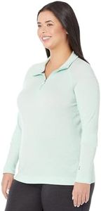 Smartwool Women's Classic Thermal Merino Base Layer 1/4 Zip, Bleached Aqua Heather, X-Large, Bleached Aqua Heather, X-Large