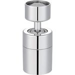 Hibbent Tap Aerator, 2 Modes Kitchen Tap Aerator Adjustable 360-Degree Swivel Water Saving Faucet Sprayer Head Big Angle Sink Aerator Chrome, 22mm Female Thread