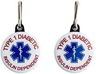 Secure ID | Type I Diabetic Insulin Dependent | Button with Snap Clip | Life Alert Button | Medical ID Button for Emergency Situations | Medical Alert for Diabetes Patients | 1.5" | Pack of 2