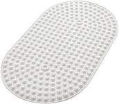 Joiyota Silicone Bath Mat for Tub Non Slip, Bubble Massage Anti Slip Shower Mat with 27 x 15 Inches for Easy Storage, Washable Bathtub Floor Mats for All Ages, White, Oval