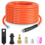 EAWONGEE Pressure Washer Drain Pipe Hose Cleaning Kit with Jet Nozzle and Rotating Jet Nozzle for Karcher K2 K3 K4 K5 K6 K7 Series and LAVOR Pressure Washer, 15M, 180Bar, Orange