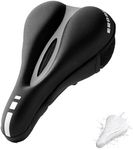 Gel Bike Seat Cushion Thick Memory Foam & Gel,Breathable Fabric Soft Bike Seat Cover for Peloton Bike, Stationary, Exercise, Electric, Road & Mountain Bikes - Women & Men