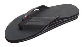 Rainbow Sandals Men's Double Layer Wide Strap, Black, Large (9.5 - 10.5)