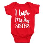 Printmate I Love My Big Sister Red Unisex Short Sleeve Cotton Romper For New Born Baby Boys And Girls -D193