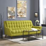 Modway Response Mid-Century Modern Sofa Upholstered Fabric in Wheatgrass