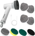 SYNOSHI | Electric Spin Scrubber with 3 Replaceable Cleaning Head + 4 Units of Cone Brush Heads, Power Cleaning Brush, Cordless Waterproof Scrubber with Dual Speed…