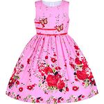 Girls Dress Rose Flower Double Bow Tie Party Sundress Casual Age 11-12 Years