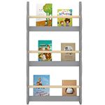 Duffy® Kids Bookcase Wall Shelf, Children's Bookshelf Storage Display Rack, Wooden Book Organizer for Children's Room (Grey-3 Tier, 42.5x80CM)