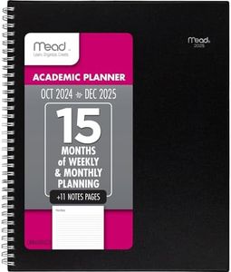 Mead 2025 Planner, Weekly & Monthly, 15-Month, 8-1/2" x 11", Large, Basic, Black (CRW6200525)