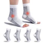 4 Pairs Plantar Fasciitis Socks Neuropathy Socks Ankle Compression Socks for Women Men Medical Ankle Support Brace Wide Calf Compression Socks for Flying, Running (4 Pairs White, S (2-4.5))