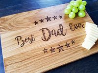 Algis Crafts | BEST DAD with Stars - Cutting Board | 30x20 cm Handmade OAK Wood Chopping Board for DAD | Gift for Father's Day | Christmas, Birthday Gifts | Laser Engraved Cutting Board