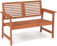 COSTWAY 2-Seater Garden Bench, Solid Wood Patio Loveseat Park Bench Chair, Outdoor Furniture Leisure Porch Seating for Balcony, Lawn, Backyard, Poolside