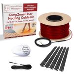 Electric Radiant Floor Heating System 145 sq. ft. with WarmlyYours TempZone Heated Floor Cable 435 ft. 240V, Fixing Strips, Floor Sensor, Tester - Install Under Tile, Vinyl, Wood - Great for Bathroom