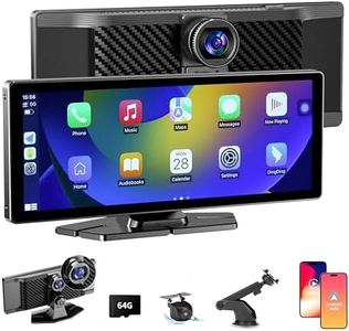 Apple Carplay Andrio Auto,Wireless Carplay Stereo10.26 inch IPS Touch Screen for Car with 4K Dash Cam Front and Rear,1080P Backup Camera,Car Audio Receivers with Bluetooth,FM,Aux,Miracast,Siri