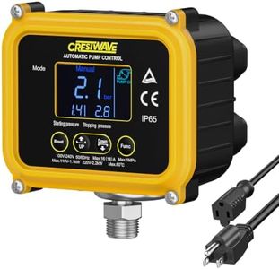 Smart Adjustable Pressure Switch for Well Pump, Automatic Water Pumps Switch, Dry-running Protection for Submersible/Shallow Well/Garden/Jet/Self-priming Pump, Power&Pump Cable Included