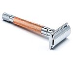 Parker Safety Razor 56R Heavyweight Double Edge Safety Razor with 5 Parker Premium Platinum Stainless Steel Razor Blades – Classic 3 Piece Design (Rose Gold))