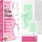 hoyesch 60 PCS Wax Strips - 40 Facial & 20 Body Waxing Kit for Women‘s Hair Removal,Wax Strips for Face,Eyebrow,Body, Arms, Legs,Back, Bikini/Brazilian Waxing Strips & 4Calming Oil Wipes| Aloe-Vera