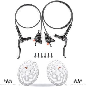 Cyclon Shimano MT200 Hydraulic Brakes with Shimano SM-RT26 160mm / 180mm Rotors, Left Front 800mm Right Rear 1400mm MTB Hydraulic Disc Brakes Aluminum Alloy Levers with Calipers