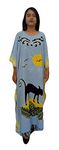 Cool Kaftans CAT Feline Kaftan Caftan Cool Beach Cover Dress Plus - Blue - FS Cool Kaftans