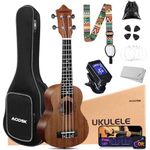 AODSK Soprano Ukulele for Beginners Kit for Kid Adult Student,Sapele Hawaiian Starter Uke Kids Guitar Ukalalee with Gig Bag and Ukulele Lessons (Sapele Wood,Soprano)