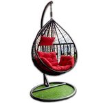 CITE Jhula,Metal Egg Swing For Balcony, Single Seater, Hanging Swing Chair With Stand & Cushion & Hook - Outdoor & Indoor Furniture Swing For Adults, Living Room, Home Improvement (Standard,Red)