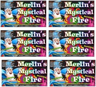 Merlin's Mystical Fire Color Changing Packets- Pack of 6, 0.882 oz Each- Long Lasting Enchanted Multi-Color Magical Flames- Flame Color Changer for Fire Pits & Outdoor Fireplaces- Campfire Accessories