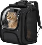 pecute Cat Backpack Large Space, Cat Carrier Backpack Breathable, Stable Bubble Pet Carrier, Pet Backpack With Sun Protection Roller Blinds, Dog Backpack for Hiking, Walking, Travelling, Black