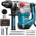 ENEACRO 1-1/4 Inch SDS-Plus 1500W Heavy Duty Rotary Hammer Drill, Safety Clutch 4 Functions with Vibration Control Including Grease, Chisels and Drill Chuck with Case