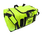 New Lightning X Firefighter Fireman Quad-Vent Turnout Gear Bag w/Helmet Compartment, Mesh Vents & Maltese Cross for First Responder (Fluorescent Yellow)